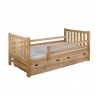 Łóżko Tina 90x200 drewniane z szufladami, kolor dębowy